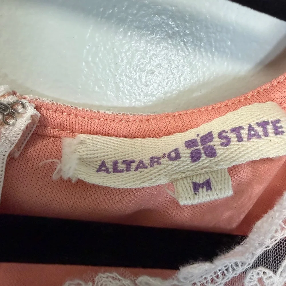 Altar's State Pink White Lace Sleeveless‎ Zipper Dress Medium Soft Girl Cottage